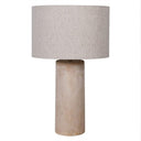 Large Cream Calico Table Lamp with Linen Shade