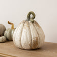 Large Cream Distressed Autumn Pumpkin Ornament - 26cm x 22cm