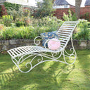 Large Cream Metal Sun Lounger - 58.5cm x 98.5cm