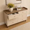 Large Cream &amp; Wood 6 Drawer Chest of Drawers - Oswin Range