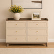 Large Cream &amp; Wood 6 Drawer Chest of Drawers - Oswin Range