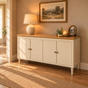 Large Cream &amp; Wooden 4 Door Sideboard - Claudia Range