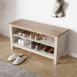 Large Cream &amp; Wooden Shoe Rack / Hallway Bench - 100cm