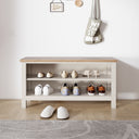Large Cream &amp; Wooden Shoe Rack / Hallway Bench - 100cm