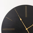 Large Dark Grey Wooden Grain &amp; Gold Detailed Wall Clock - 70cm x 70cm