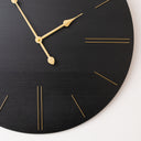 Large Dark Grey Wooden Grain &amp; Gold Detailed Wall Clock - 70cm x 70cm