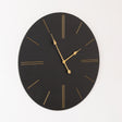 Large Dark Grey Wooden Grain &amp; Gold Detailed Wall Clock - 70cm x 70cm