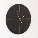 Large Dark Grey Wooden Grain &amp; Gold Detailed Wall Clock - 70cm x 70cm