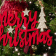 Large Dark Red Velvet &amp; Gold Glitter 'Merry Christmas' Hanging Sign Decoration