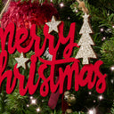 Large Dark Red Velvet &amp; Gold Glitter 'Merry Christmas' Hanging Sign Decoration