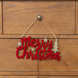 Large Dark Red Velvet &amp; Gold Glitter 'Merry Christmas' Hanging Sign Decoration