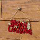 Large Dark Red Velvet &amp; Gold Glitter 'Merry Christmas' Hanging Sign Decoration