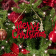 Large Dark Red Velvet & Gold Glitter 'Merry Christmas' Hanging Sign Decoration
