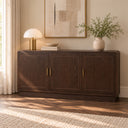 Large Dark Wood Curved 3 Door Sideboard - Kingsley Range