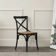 Large Distressed Black Cross Back Wooden Dining Chair