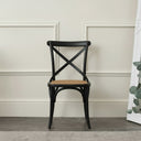 Large Distressed Black Cross Back Wooden Dining Chair