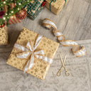 Large Gold &amp; Ivory Iridescent Wired Ribbon Garland - 270cm