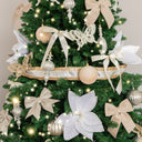 Large Gold &amp; Ivory Iridescent Wired Ribbon Garland - 270cm