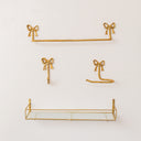 Large Gold Twisted Rope Design Wall Shelf with Frosted Glass Shelf