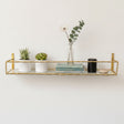 Large Gold Twisted Rope Design Wall Shelf with Frosted Glass Shelf
