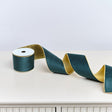 Large Green &amp; Gold Velvet Wired Ribbon Garland - 270cm