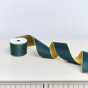 Large Green &amp; Gold Velvet Wired Ribbon Garland - 270cm