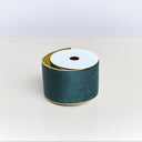 Large Green &amp; Gold Velvet Wired Ribbon Garland - 270cm
