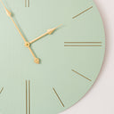 Large Green Wooden Grain &amp; Gold Detailed Wall Clock - 70cm x 70cm