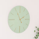 Large Green Wooden Grain &amp; Gold Detailed Wall Clock - 70cm x 70cm