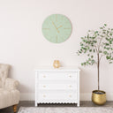 Large Green Wooden Grain &amp; Gold Detailed Wall Clock - 70cm x 70cm