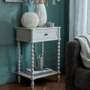 Large Grey Bobbled Bedside Table With Shelf