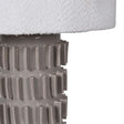 Large Grey Ceramic Boucle Table Lamp with White Linen Shade