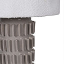 Large Grey Ceramic Boucle Table Lamp with White Linen Shade