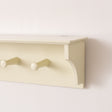 Large Ivory Wooden Wall Shelf with Hooks - 100cm