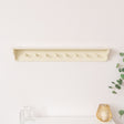 Large Ivory Wooden Wall Shelf with Hooks - 100cm