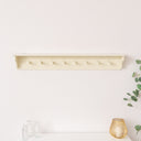 Large Ivory Wooden Wall Shelf with Hooks - 100cm