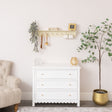Large Ivory Wooden Wall Shelf with Hooks - 100cm