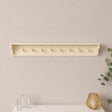 Large Ivory Wooden Wall Shelf with Hooks - 100cm