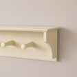 Large Ivory Wooden Wall Shelf with Hooks - 100cm