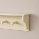 Large Ivory Wooden Wall Shelf with Hooks - 100cm