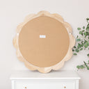 Large Light Wood Scalloped Edge Bevelled Wall Mirror - 97cm