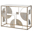 Large Metal Geometric Mirrored Topped Console Table