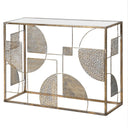 Large Metal Geometric Mirrored Topped Console Table