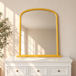 Large Metallic Gold Arched Overmantle Wall Mirror - 88cm x 99cm