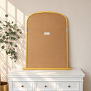 Large Metallic Gold Arched Overmantle Wall Mirror - 88cm x 99cm