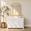 Large Metallic Gold Arched Overmantle Wall Mirror - 88cm x 99cm