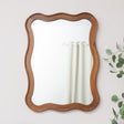 Large Natural Wood Wavy Edge Wall Mounted Mirror - 60cm x 80cm