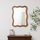 Large Natural Wood Wavy Edge Wall Mounted Mirror - 60cm x 80cm
