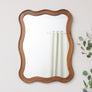 Large Natural Wood Wavy Edge Wall Mounted Mirror - 60cm x 80cm