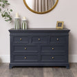 Large Navy Black 7 Drawer Chest of Drawers &amp; Pair of Bedside Tables - Daventry Navy Black Range